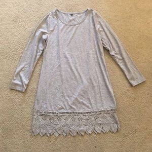 Gray tunic with lace bottom